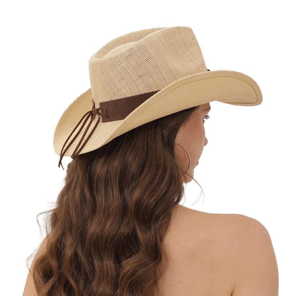 2855 Straw Cowboy Hats For Women And Men,western Cowgirl Hat - Picture 5 of 6